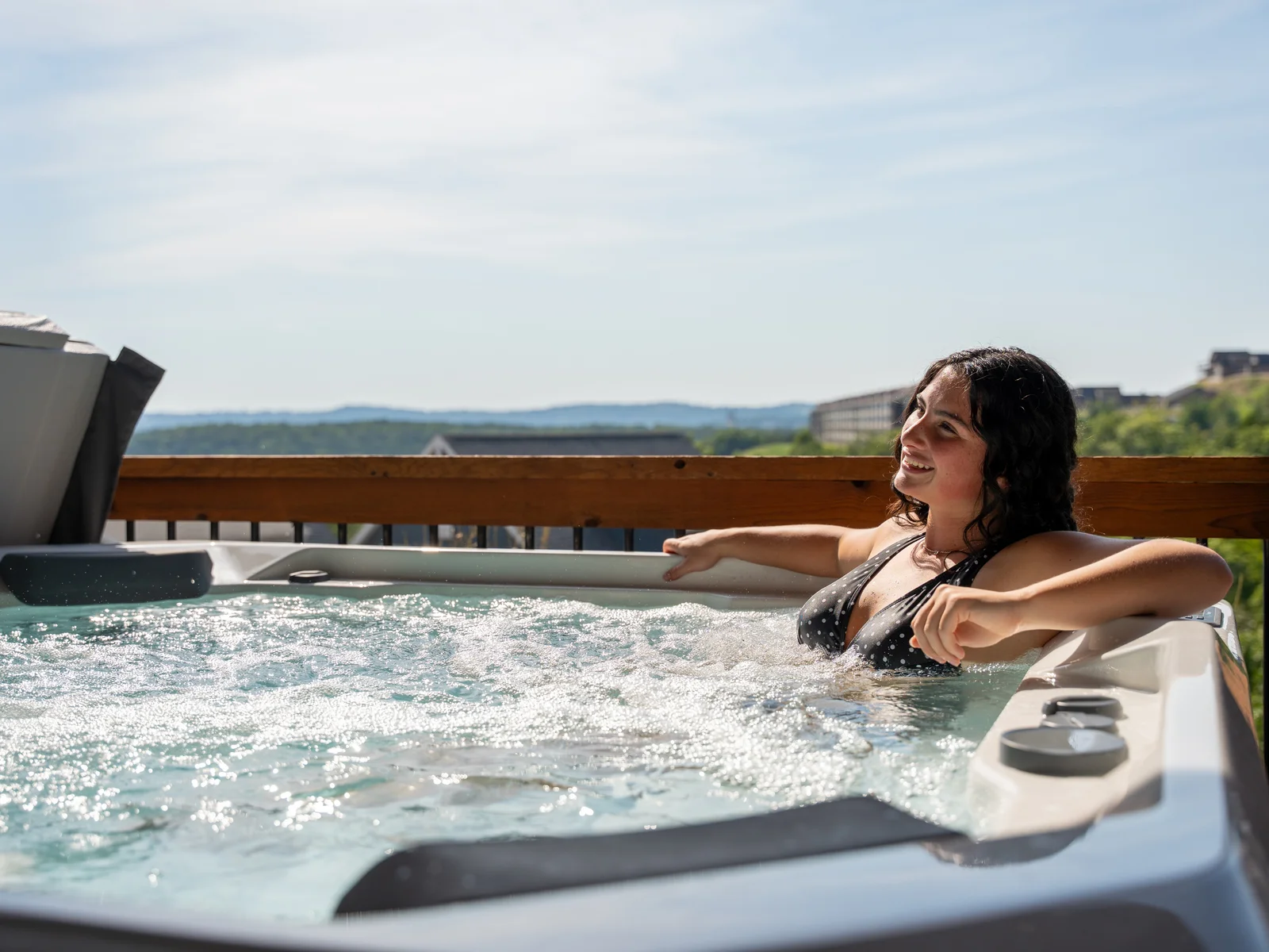 Wellness porch. 7-person Hot Springs Hot Tub overlooking our quiet cove on Table Rock Lake.