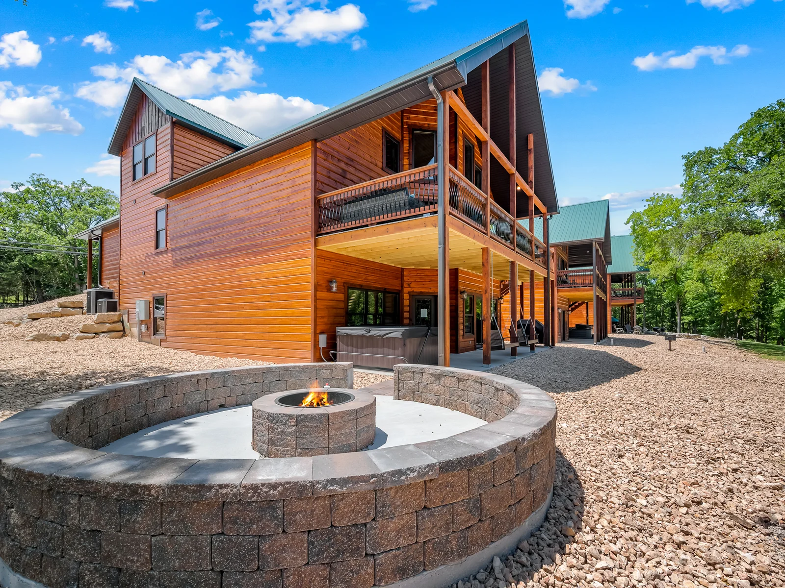 Beautiful wood siding. Private fire pit. This lodge is a dream!