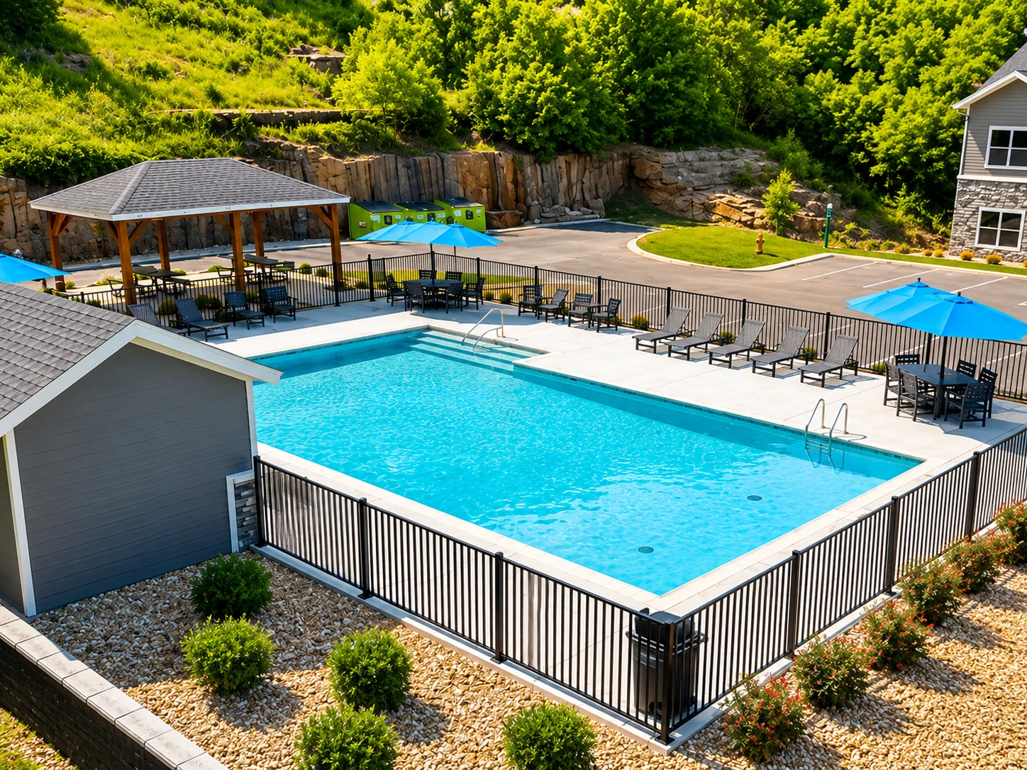 Beautiful new pool for the 2026 season with pavilion and grill for a day of family outdoor fun! We have towels available so you don't need to bring them from home
