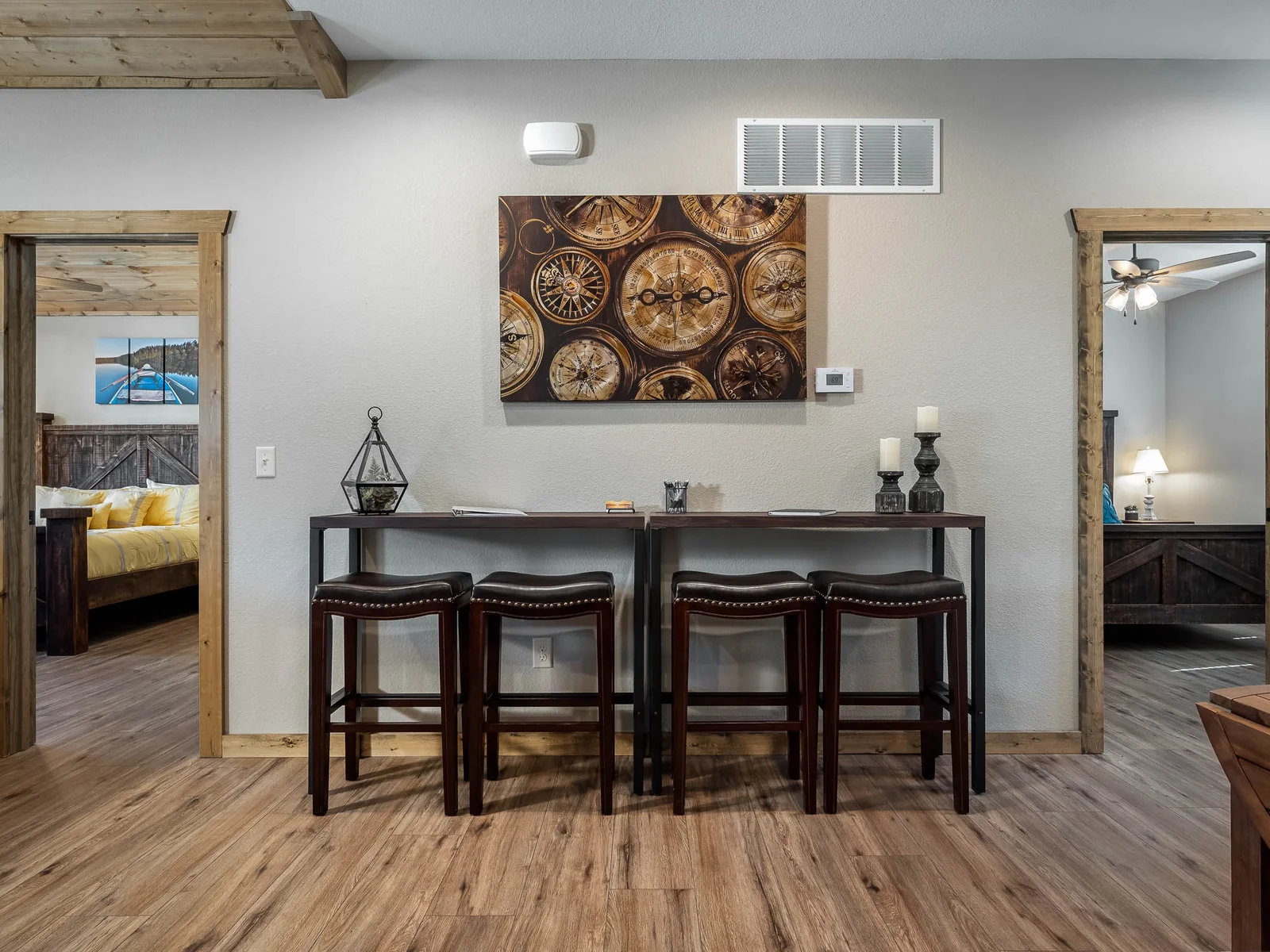 Entry table has bar height seating for 4