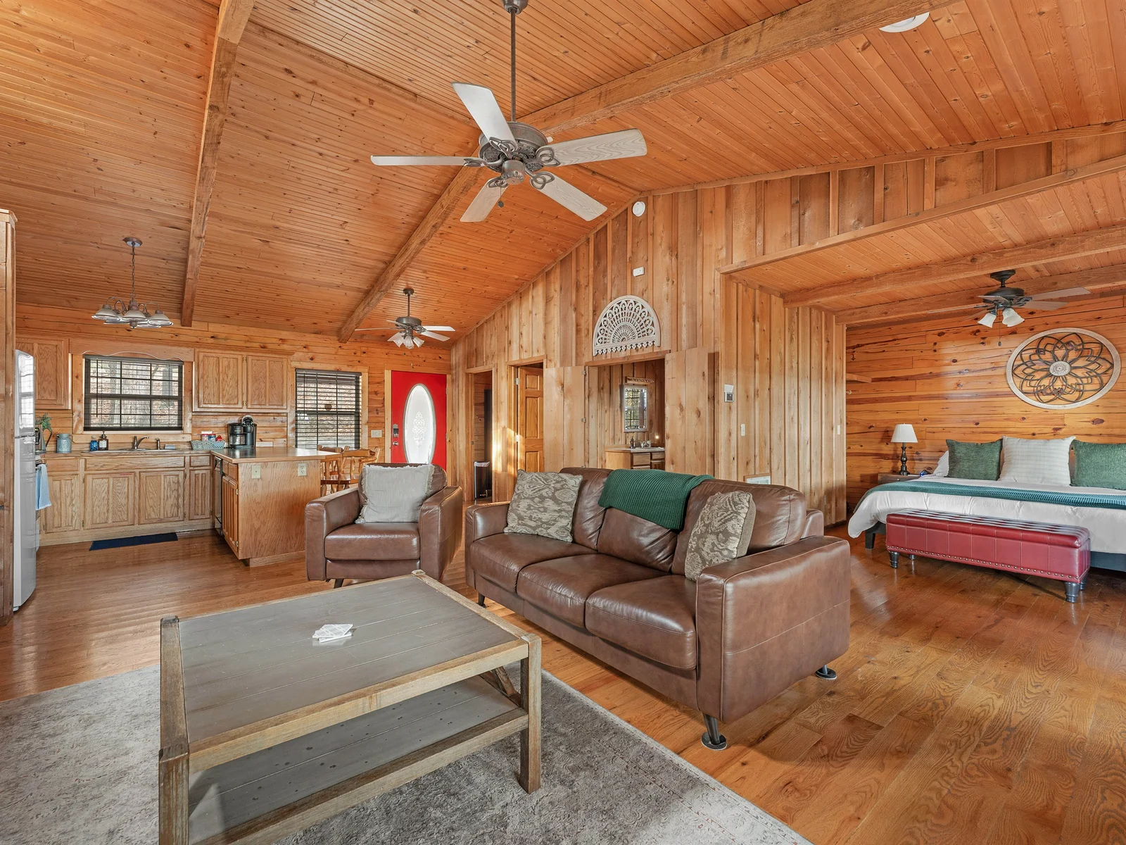 Your intimate getaway starts here: cozy living, a warm bedroom, and a kitchen to create memories