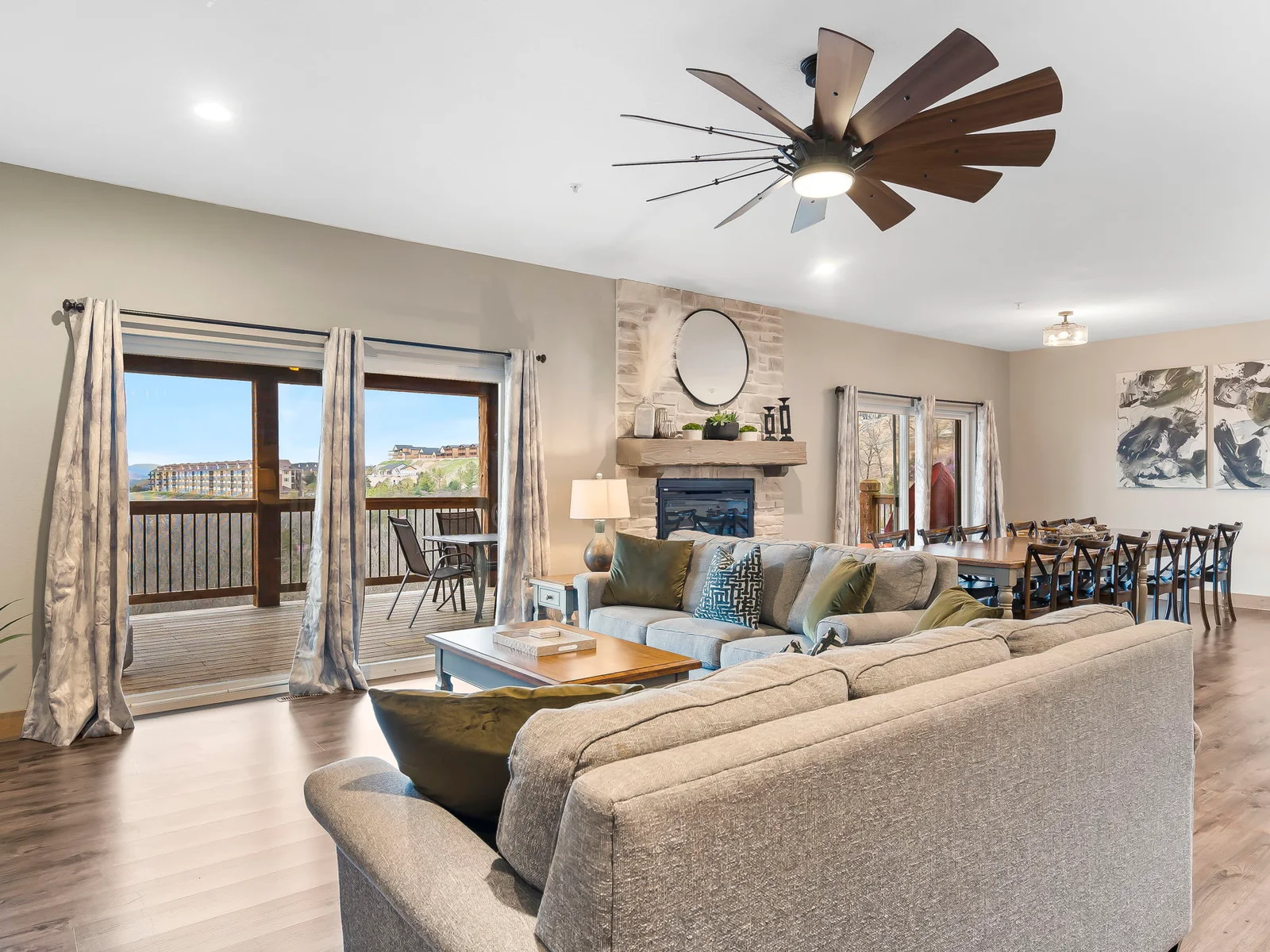 Upstairs living room and dining room
