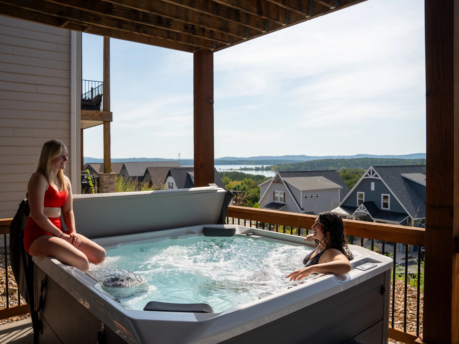 Wellness porch. 7-person Hot Springs Hot Tub overlooking our quiet cove on Table Rock Lake.