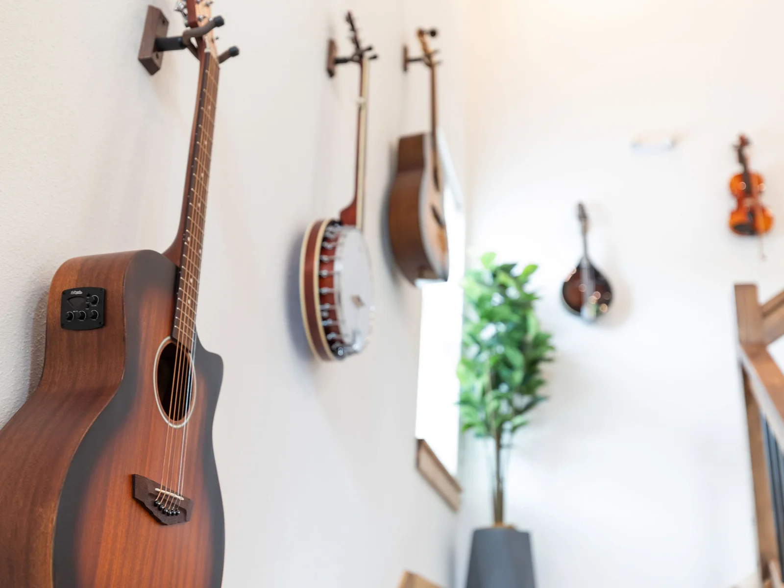 You can play any instruments hanging on the walls!