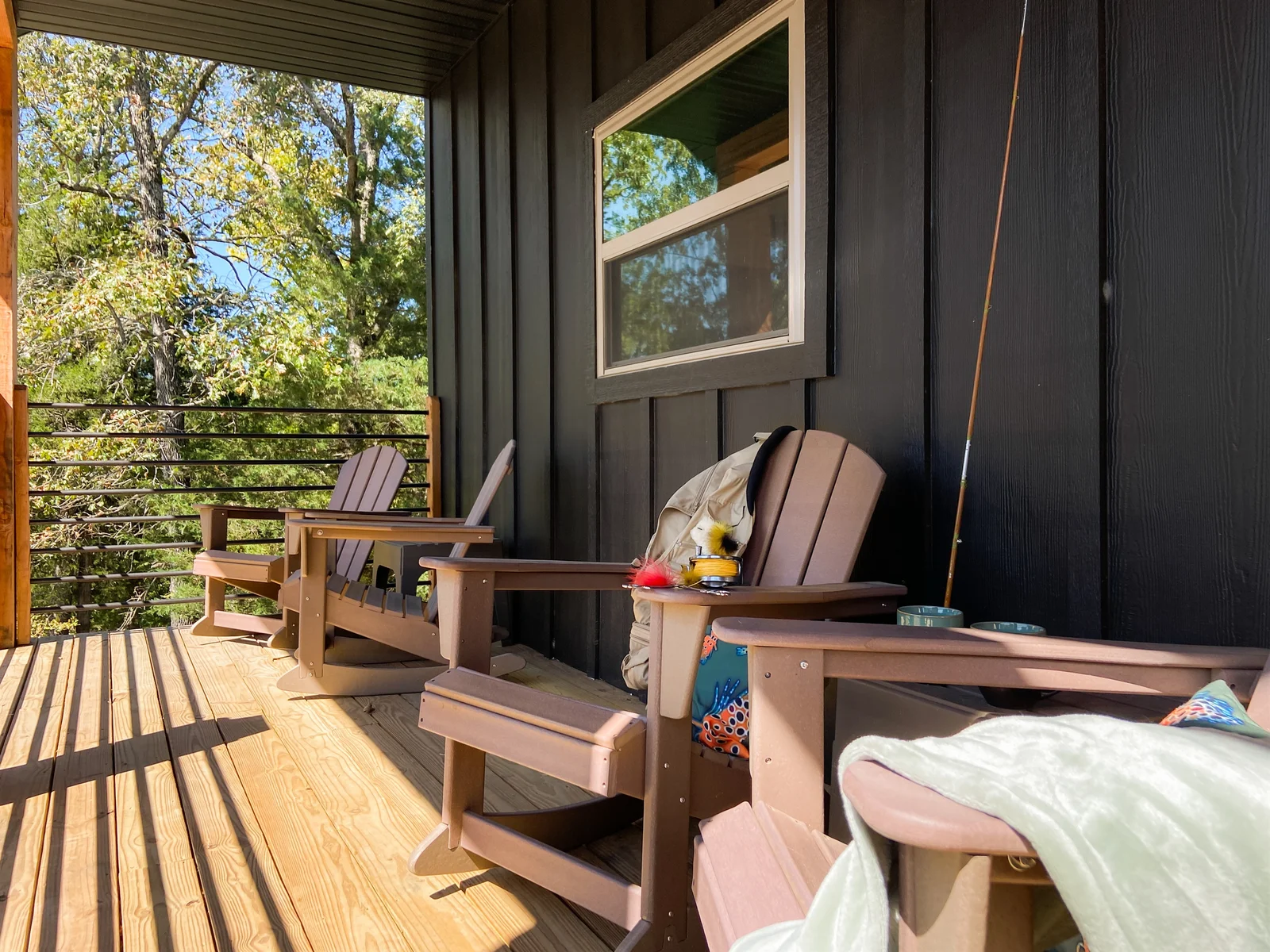 Front porch with adirondack chairs
