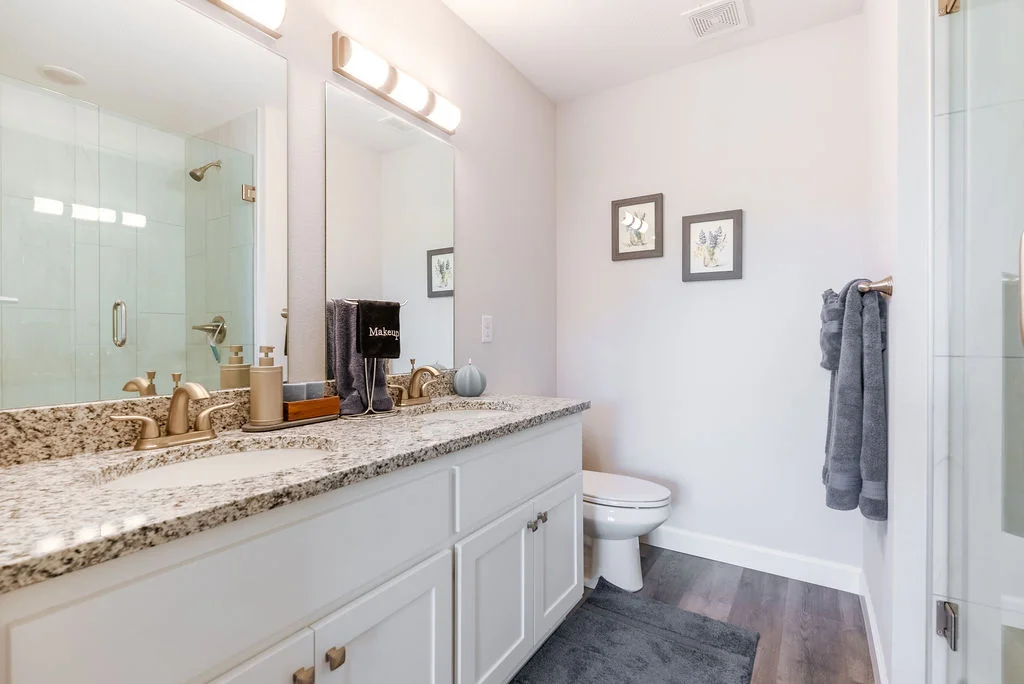 Primary bath complete with double sinks
