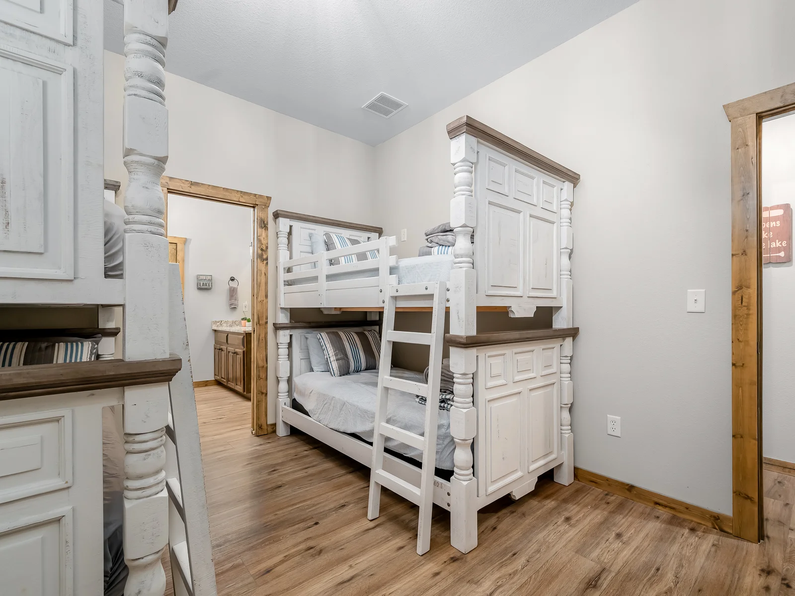 Lower level bunk room with twin over twin and attached bath