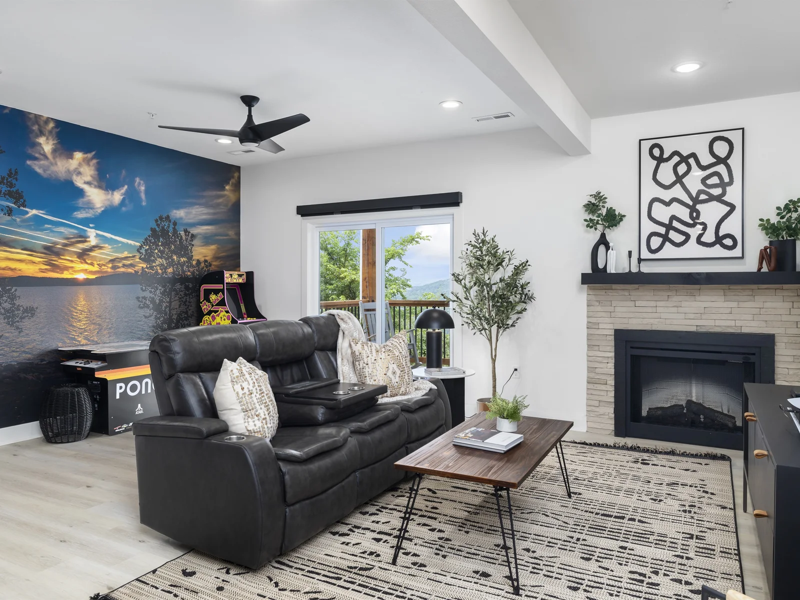 Downstairs Gaming Room with Arcade Machines and PS5