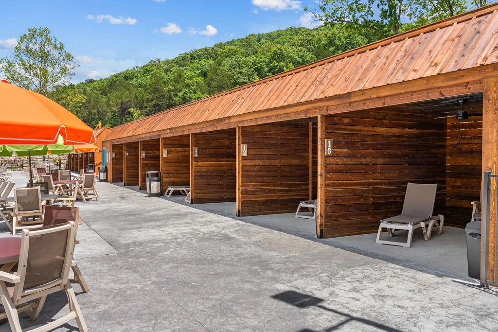 There are even cabanas you can use to stay cool!