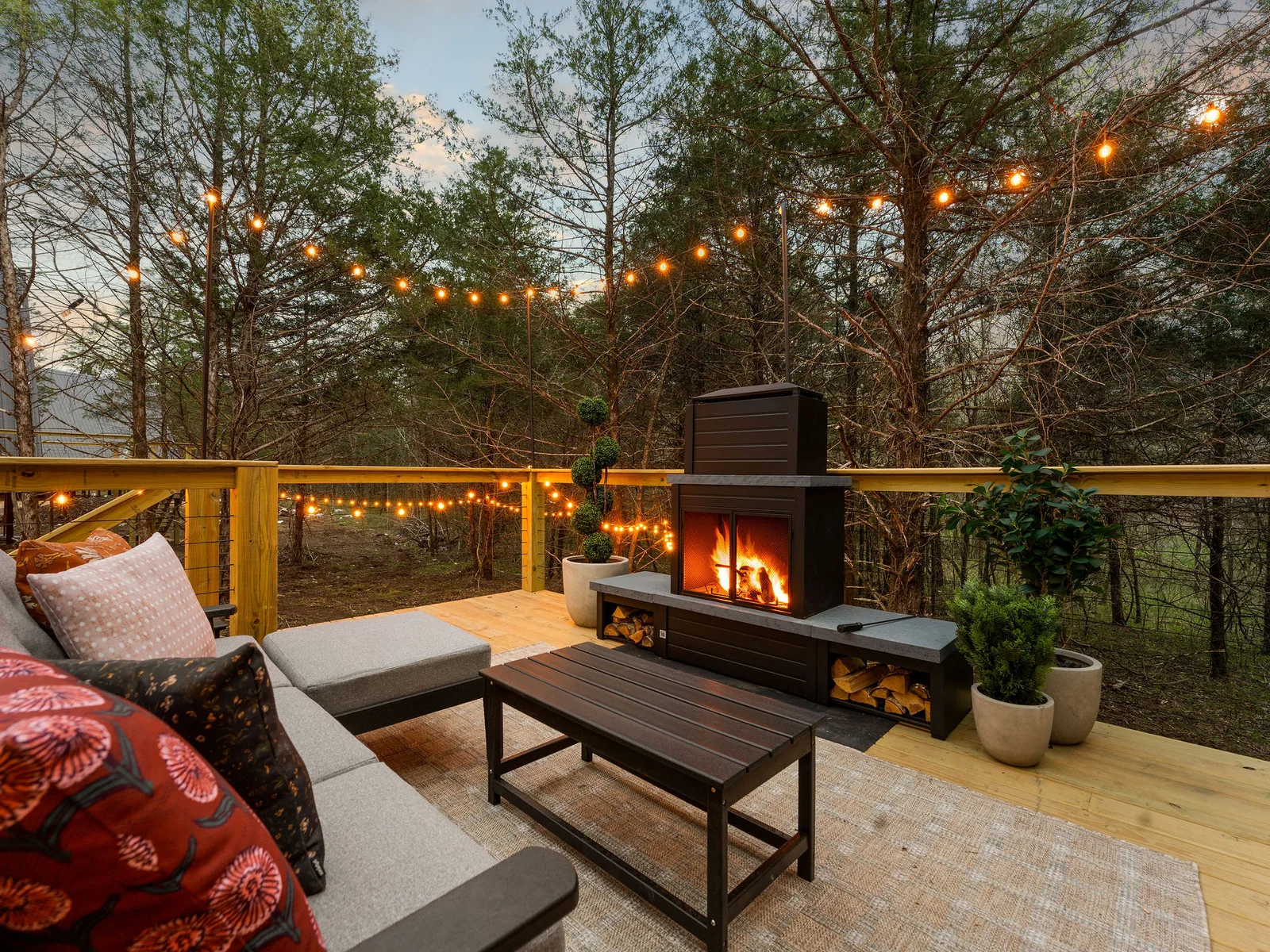 Twinkling string lights and fireside chats