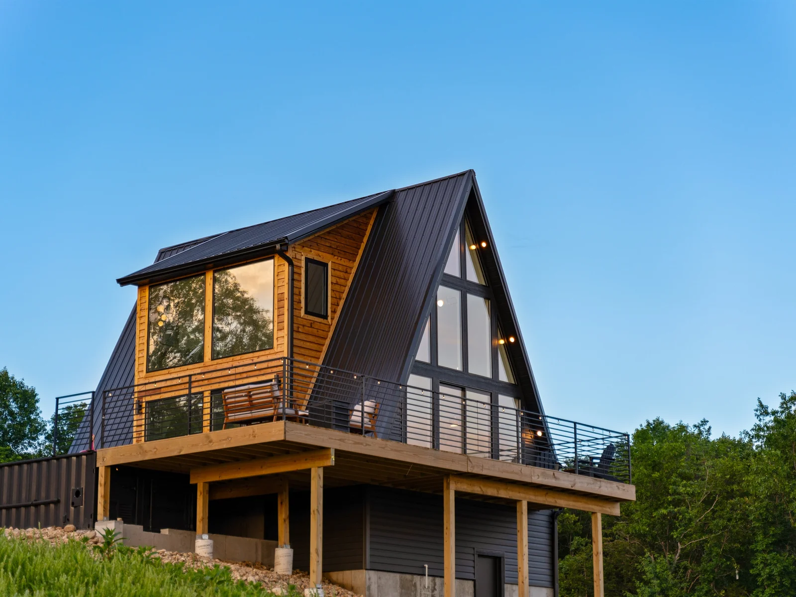 A statement A-Frame with stunning 20-foot ceilings