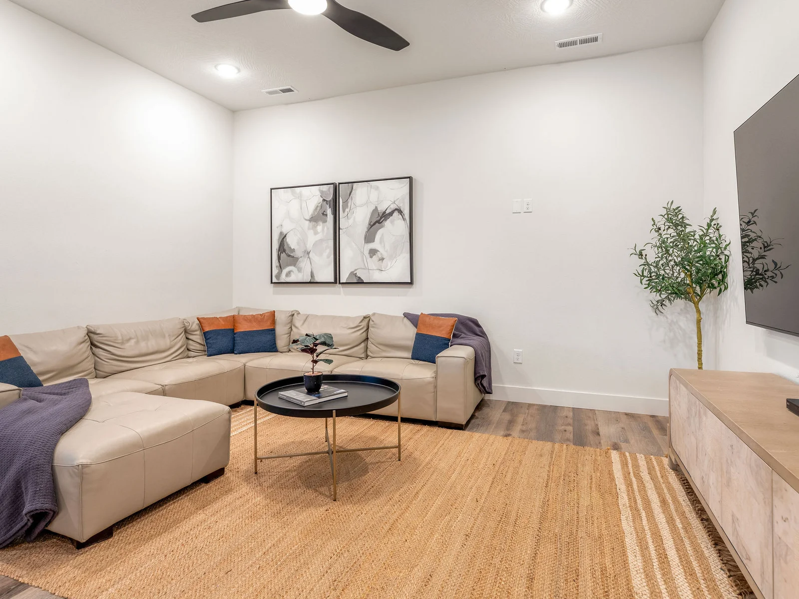 Lower level entertainment space