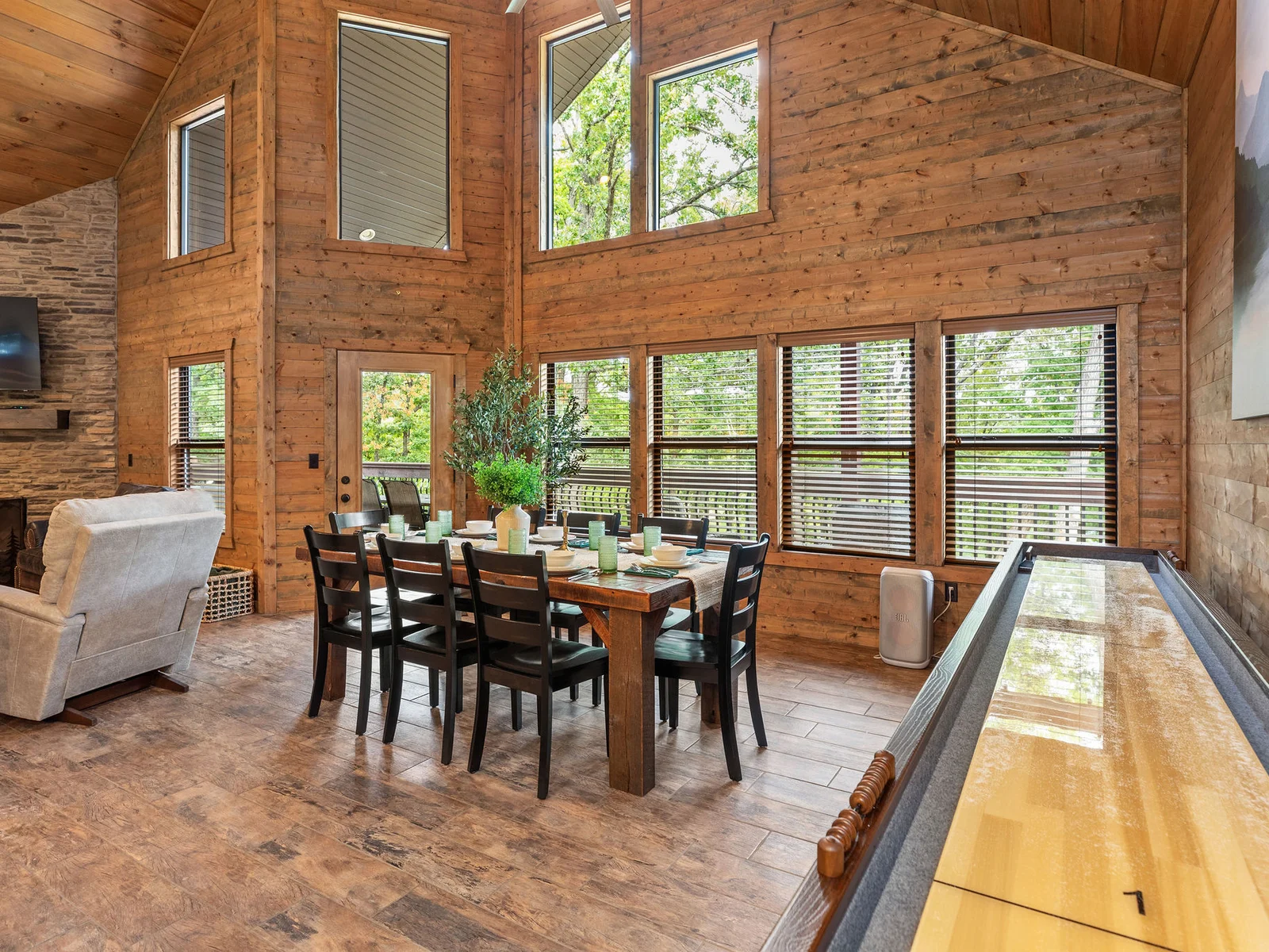 Dining table for 8 and shuffleboard!