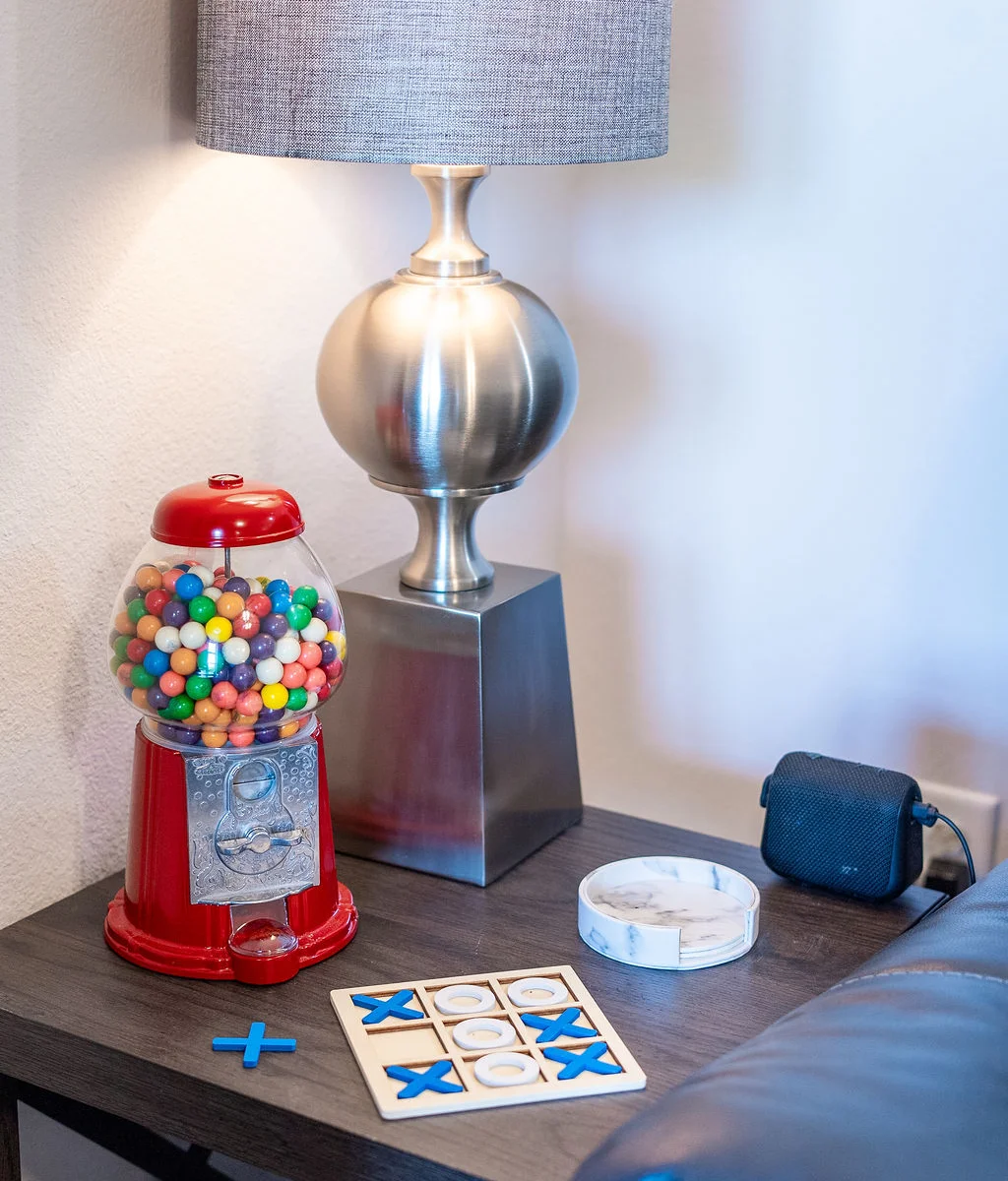 Gum ball machine, games, chargers