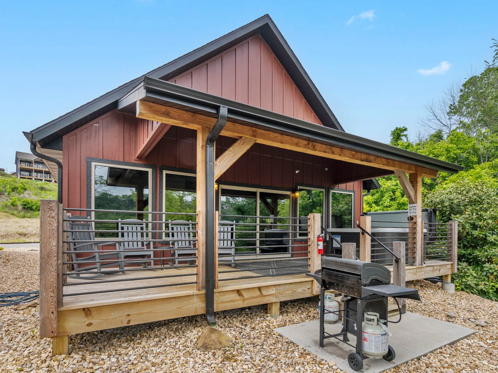Back deck with hot tub and grill!