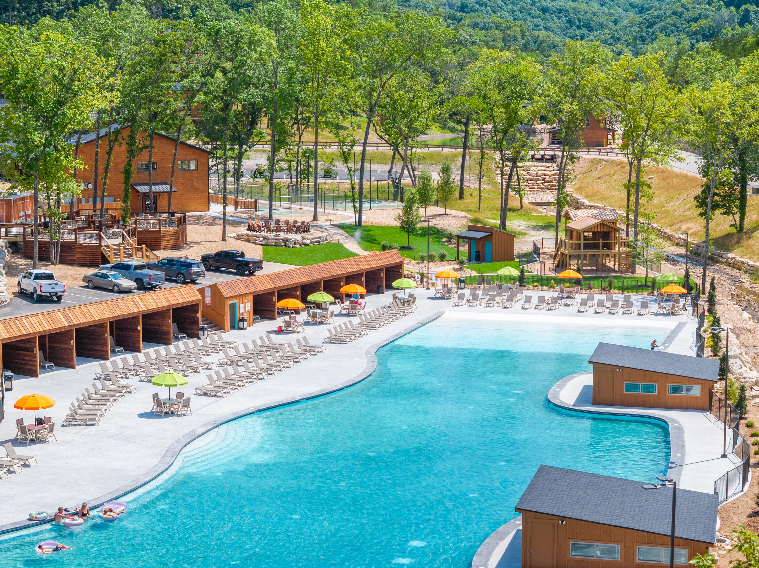 The outdoor pool is massive - and they say will be open well past Labor Day!