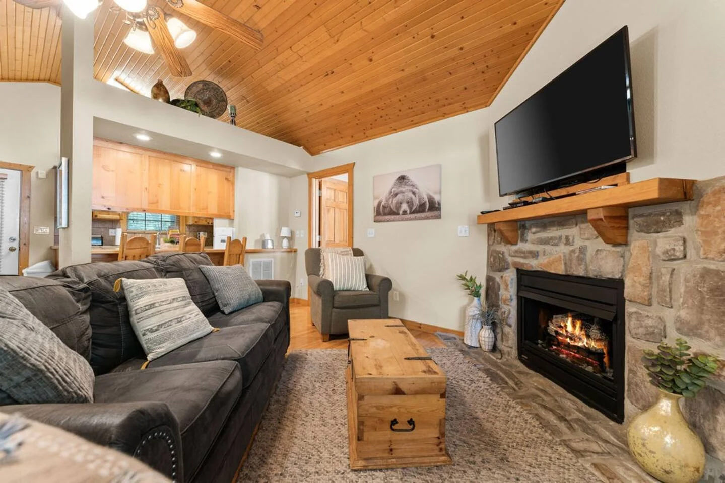 Enjoy the electric fireplace with the flip of a switch!