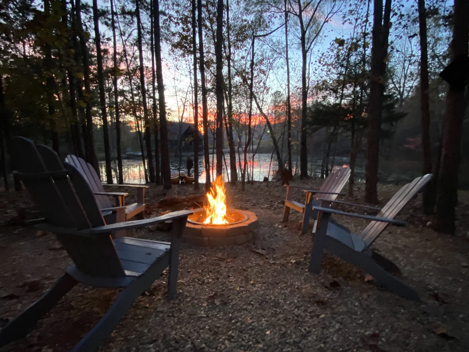 Golden Hour Magic by the Fire — Watch the Sunset Dance Across the Pond