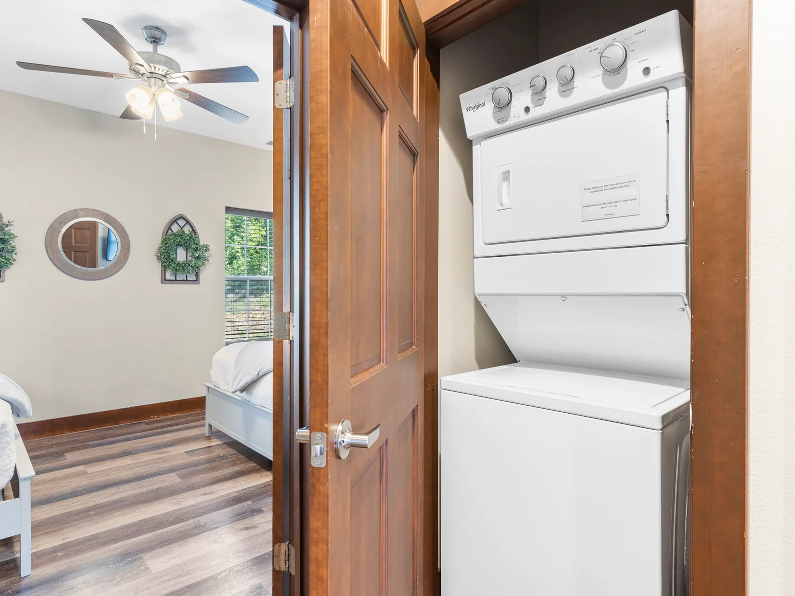 Upper level washer and dryer.