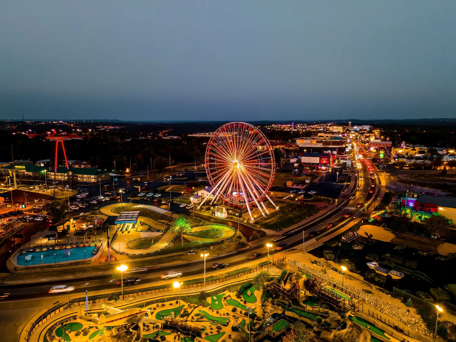 The ferris wheel is an icon in the town.