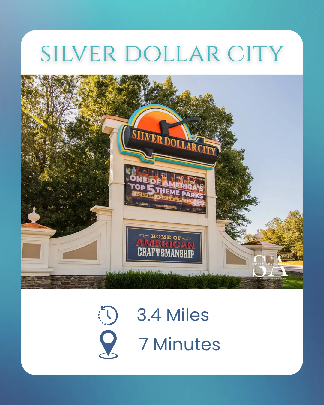 Silver Dollar City is just 5 minutes away! And it's the opposite direction of traffic so you'll be able to zoom right in!