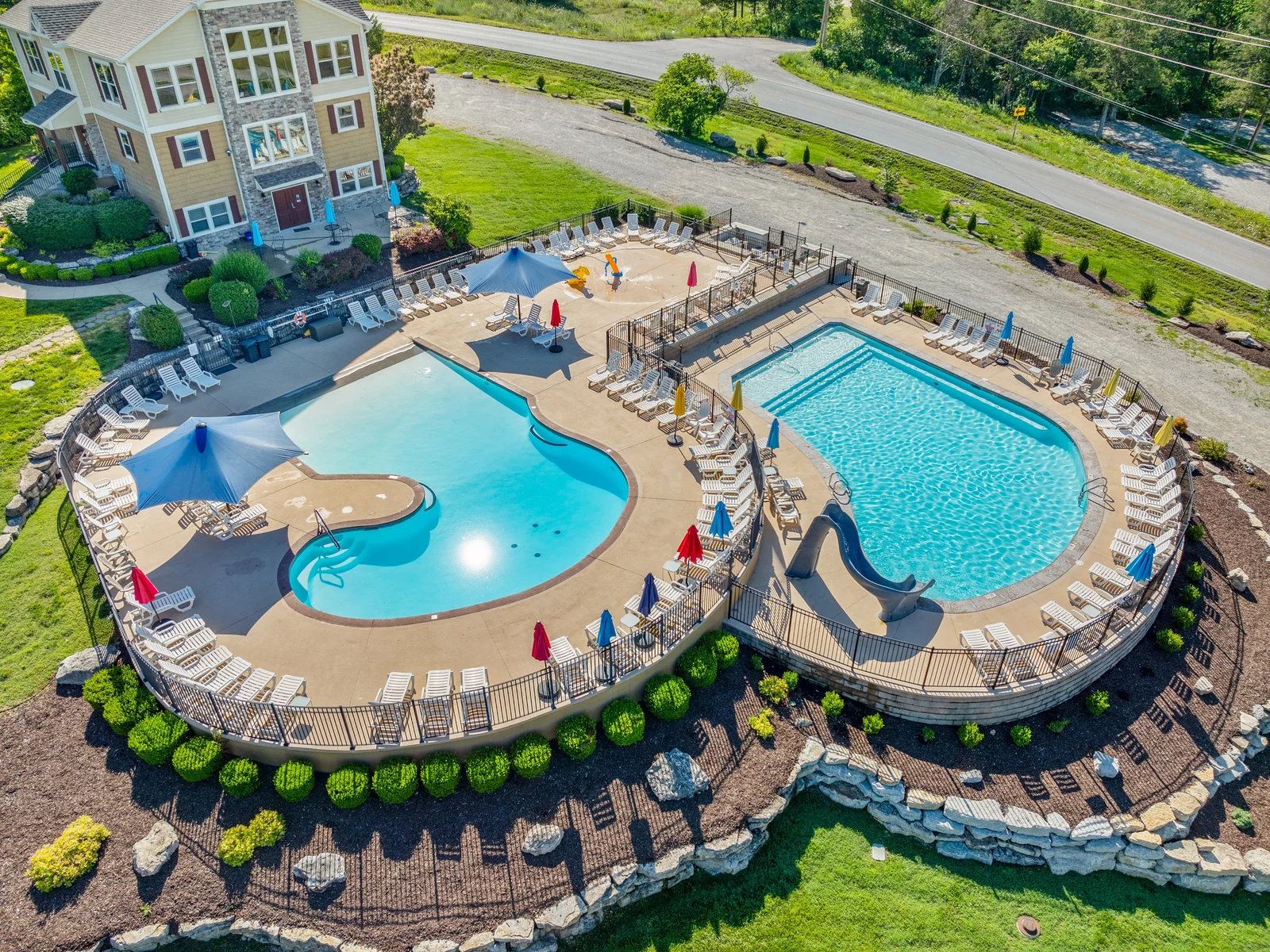 Two pool options plus splash pad