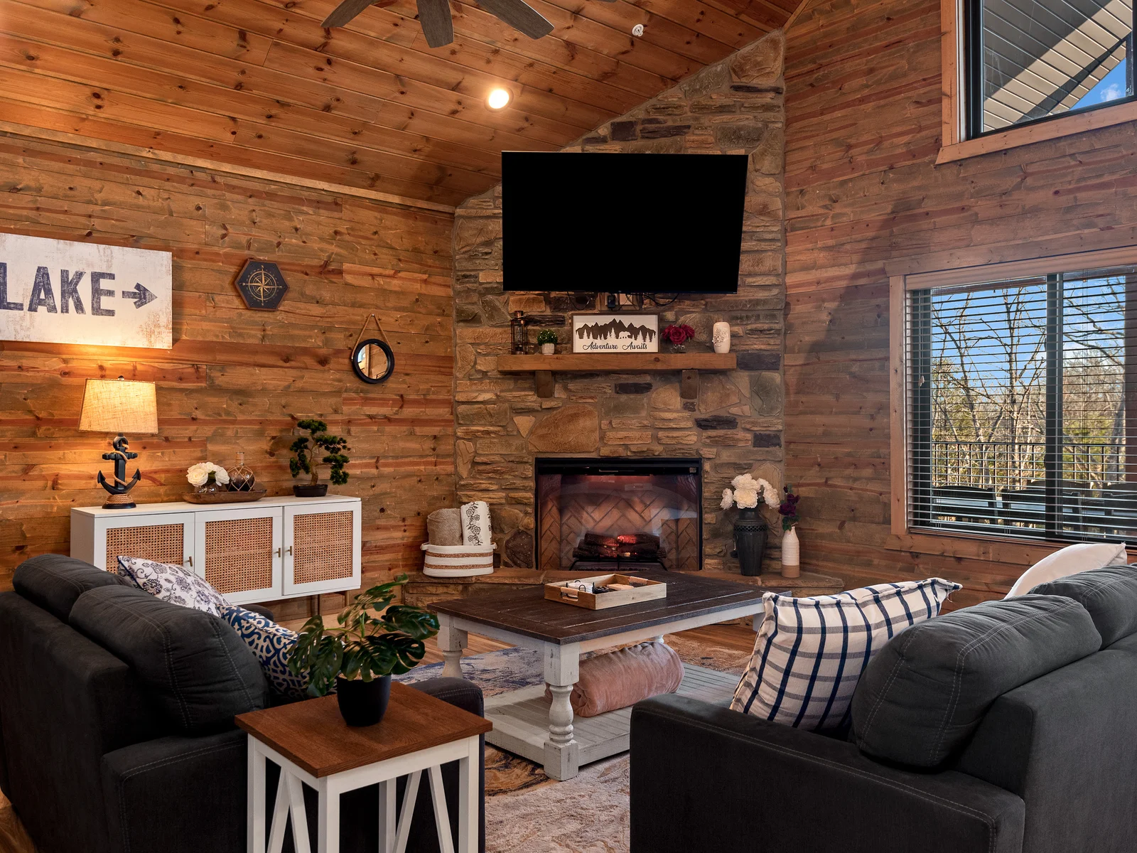Relax in the living room with your favorite movie