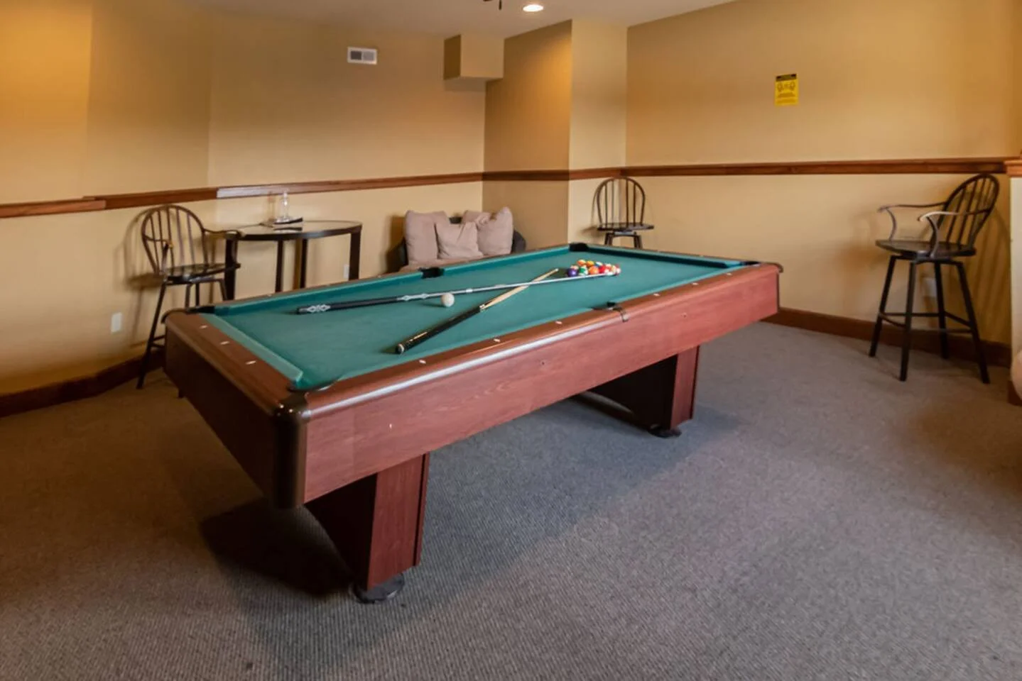 Our clubhouse has a game room featuring a pool table and foosball table.