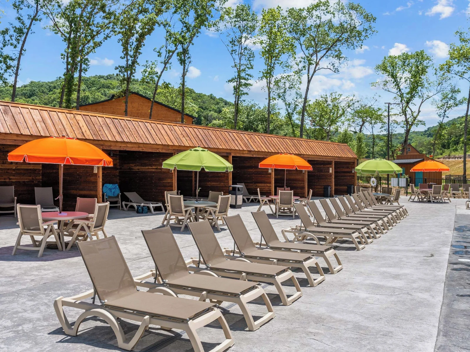 Outdoor seating at pool area.