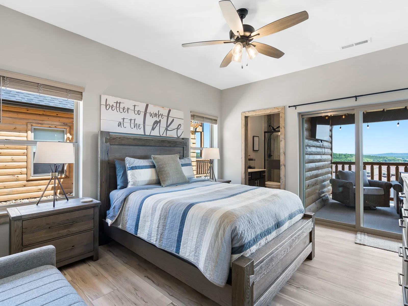 Queen bedroom #2 with ensuite bathroom and slider to access the back patio