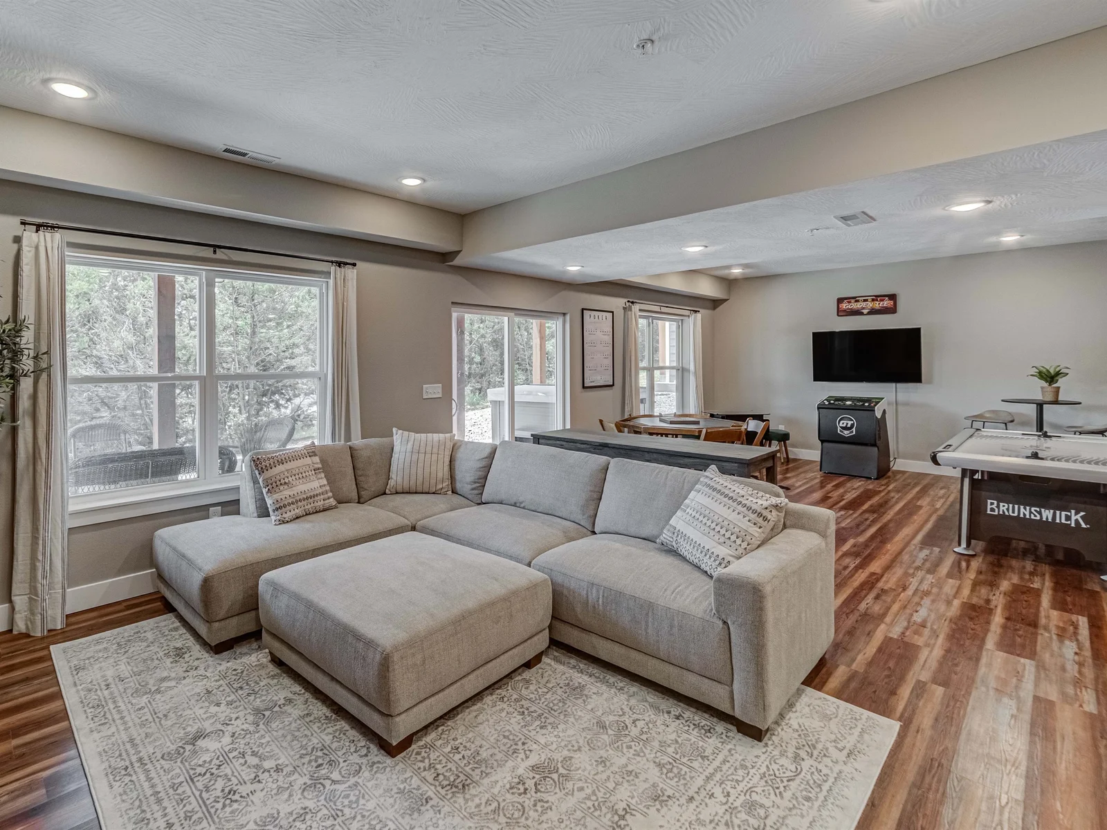 Lower level living and game area