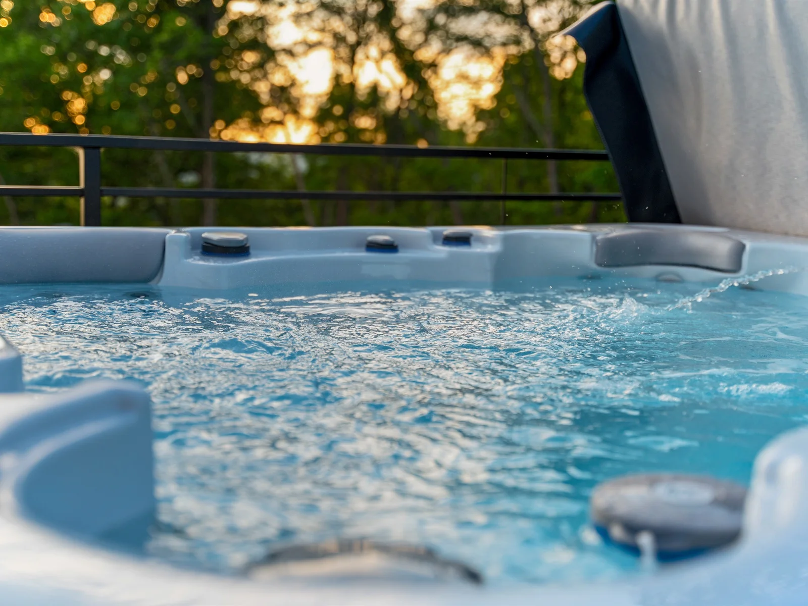 Luxury hot tub overlooking the lake