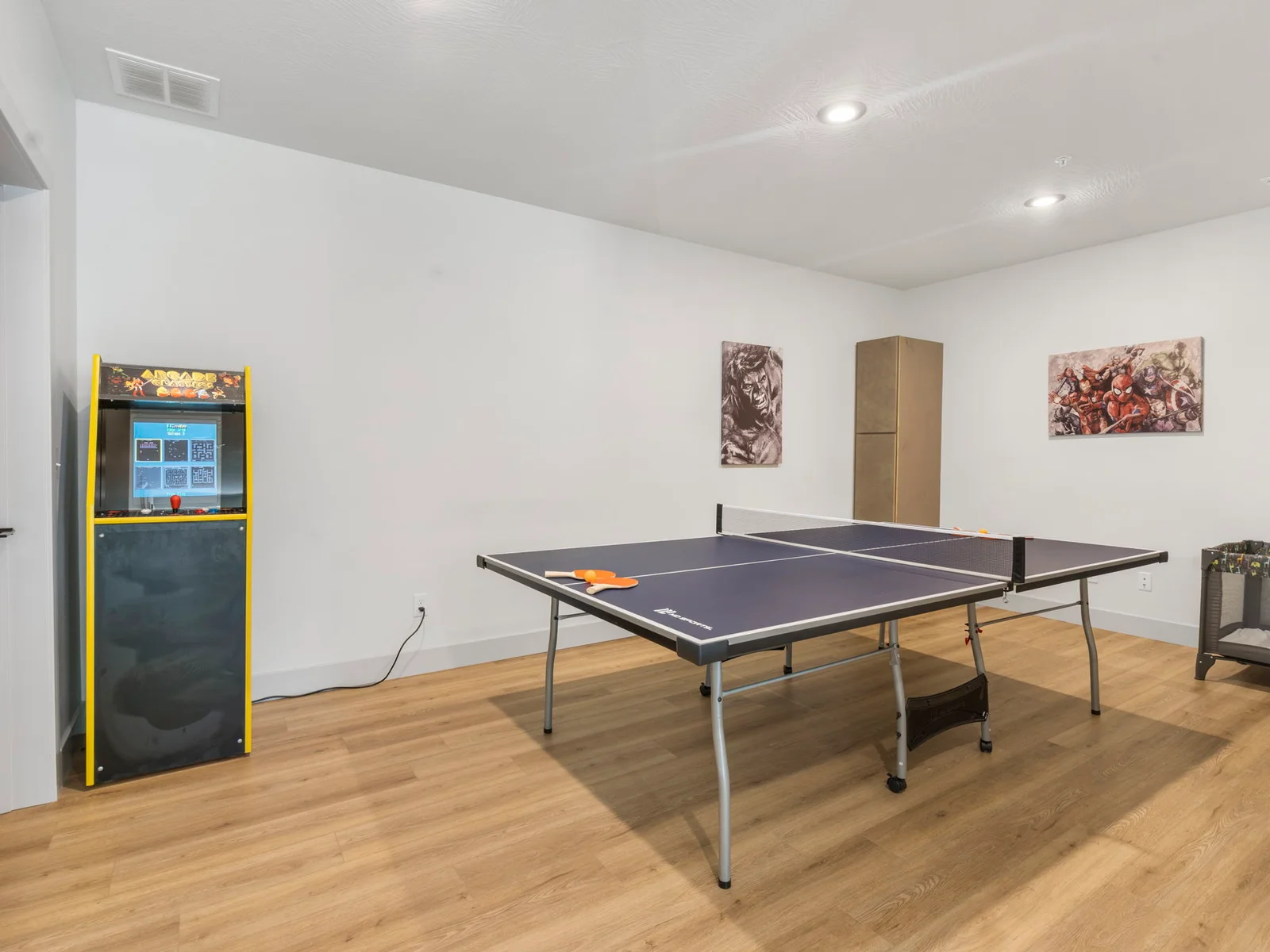 Game room with ping pong and arcade machine!