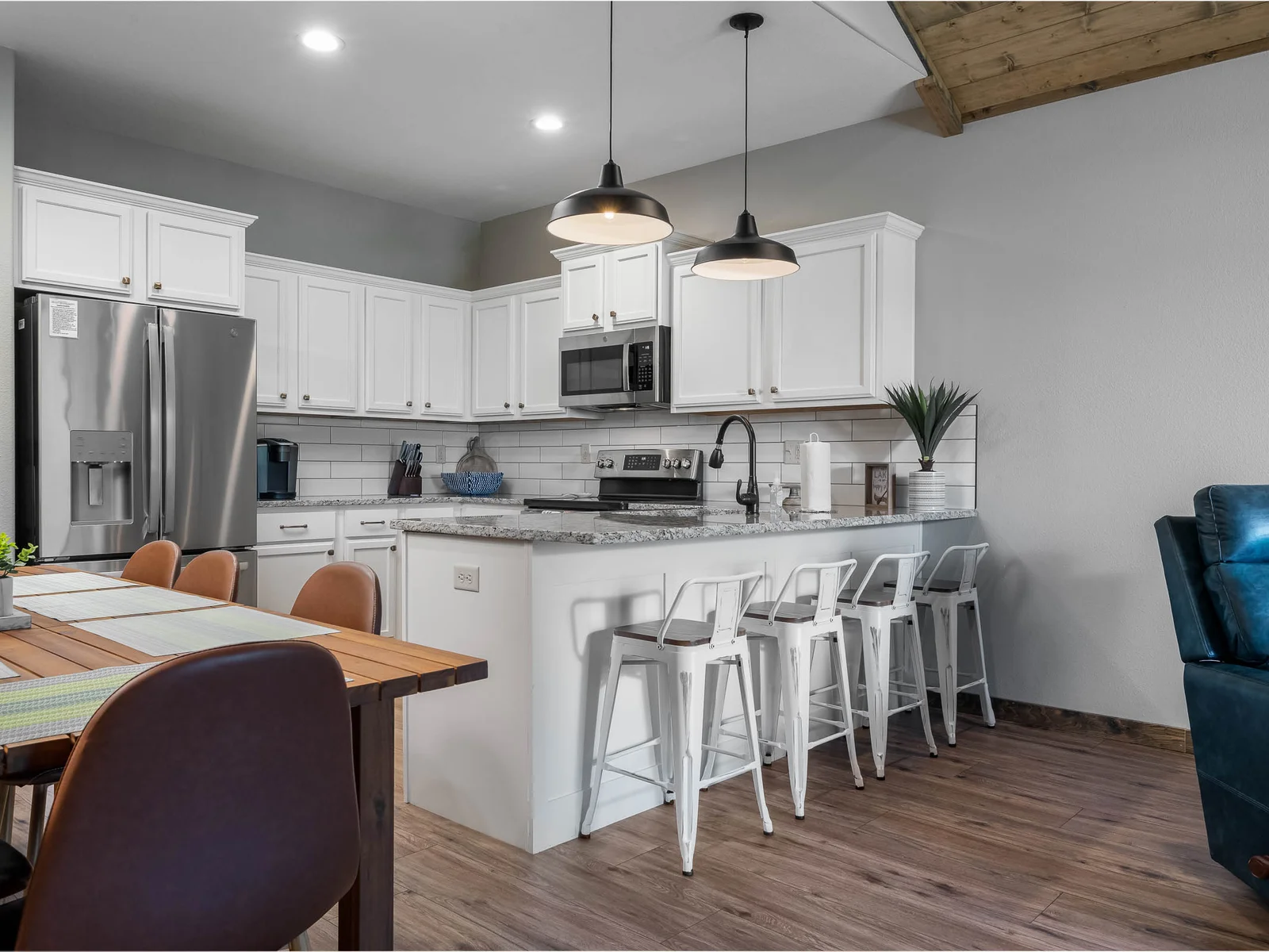 Dining space and kitchen area