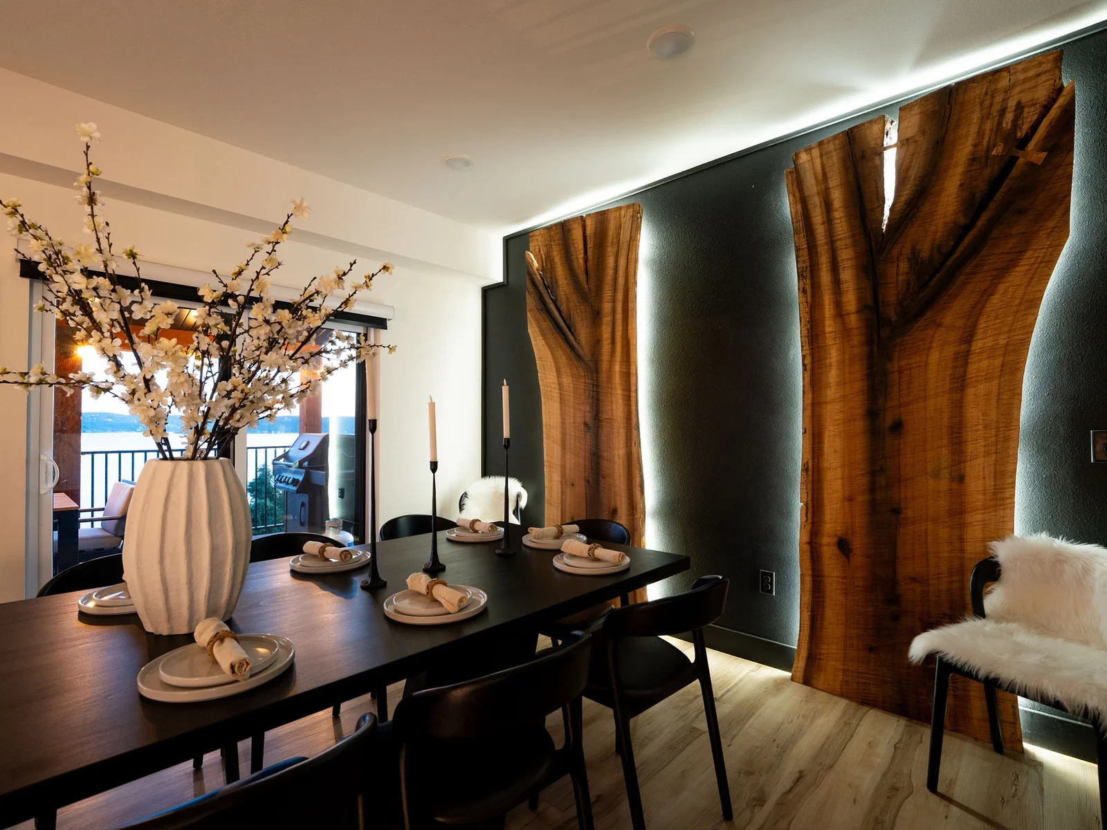 Custom made wood to relax around the kitchen!
