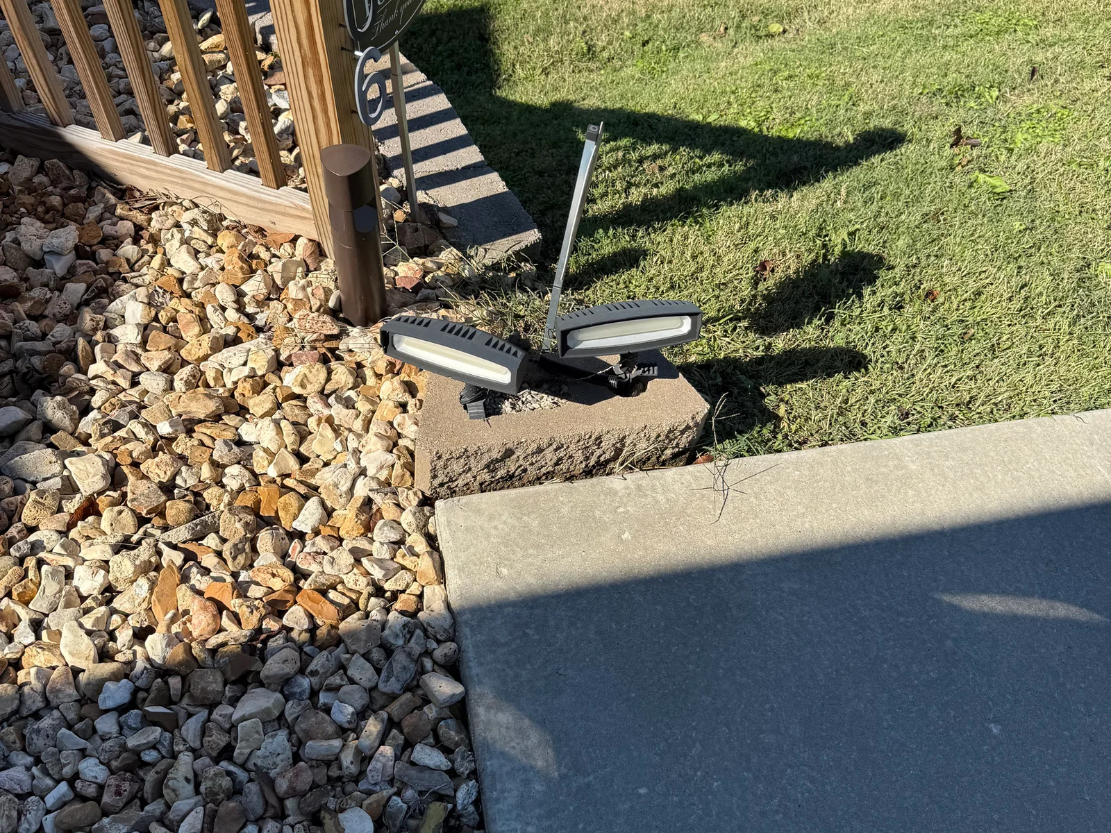 landscape lights are very bright at driveway and entry