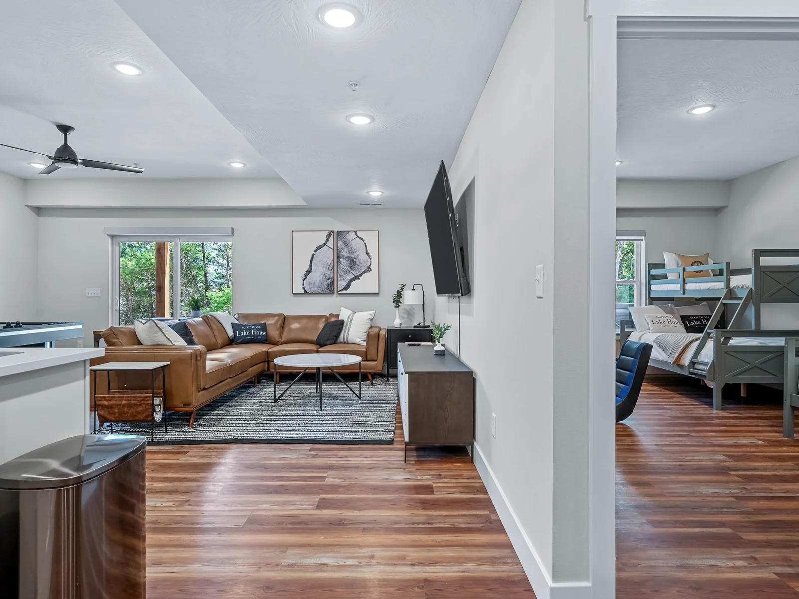 Bunk rooms are just off of the lower level living area