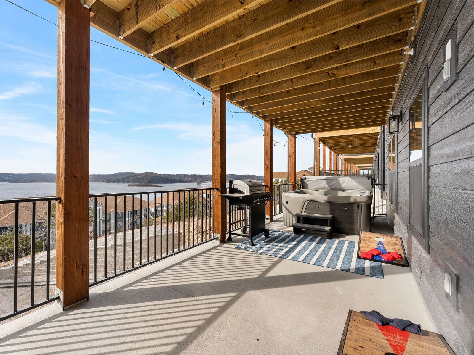 Lower deck with a view and hot tub