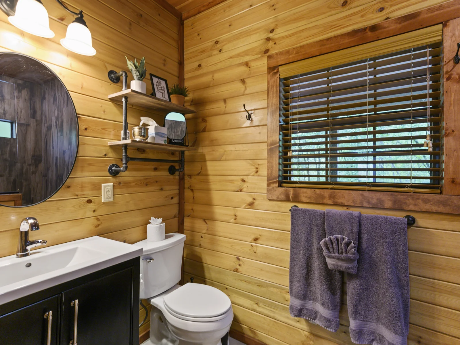 Newly remodeled bathroom awaits with everything you'll need to wash up and refresh