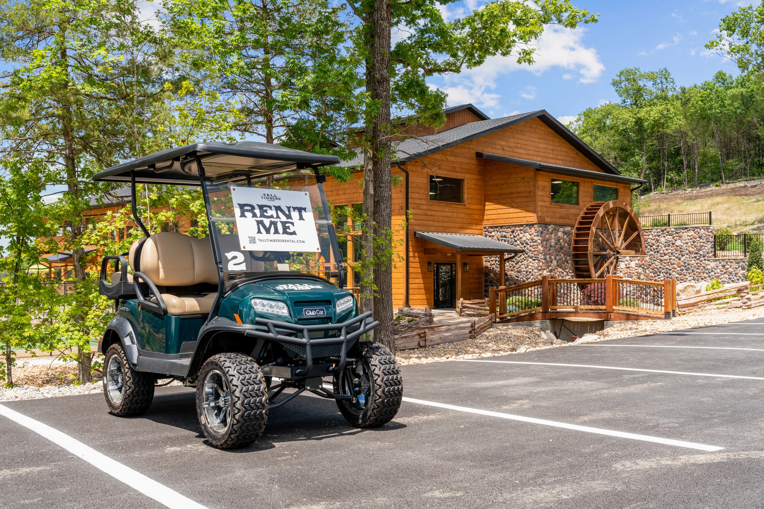 Our cabin comes with a golf cart. But if you need an additional cart, you can rent a golf cart at the general store. It's the easiest way to explore Tall Timbers' camp!