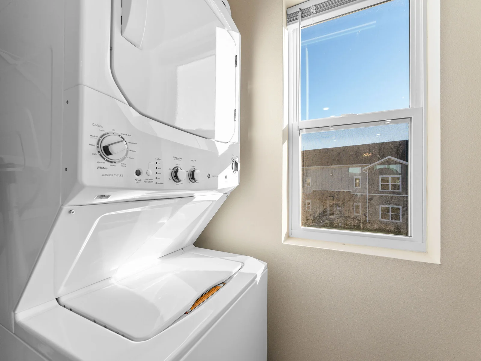 Pack light and wash mid-stay — the full-size stackable washer and dryer in the unit means you leave without a stuffed bag.