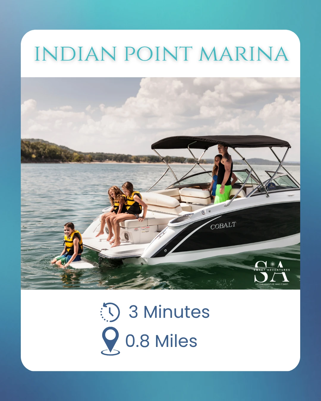 Indian Point Marina is just around the corner from the condo. A great place to rent boats and jetskis.