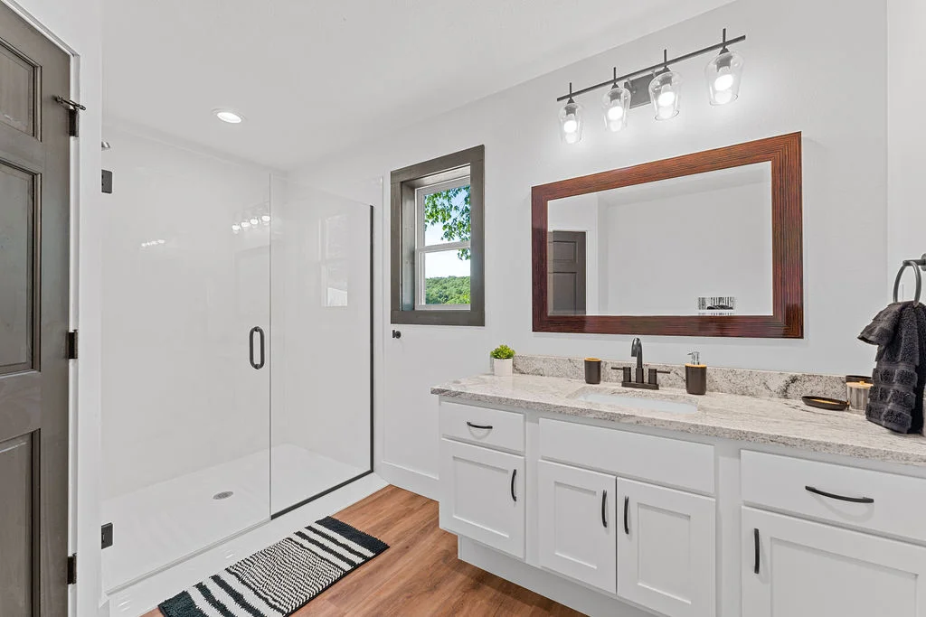 Roll in shower in the ADA compliant bathroom