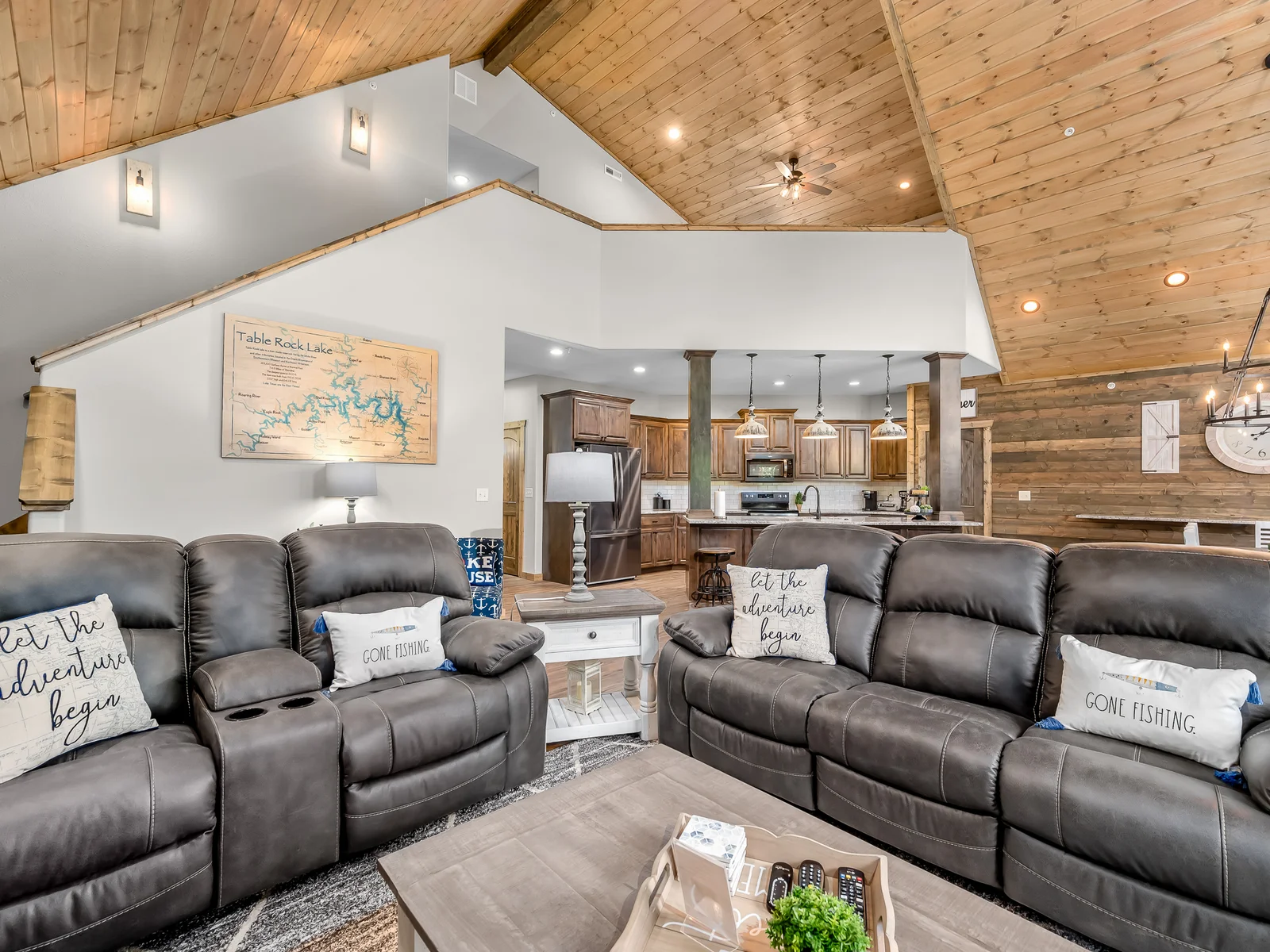 The wood clad ceiling is just gorgeous!