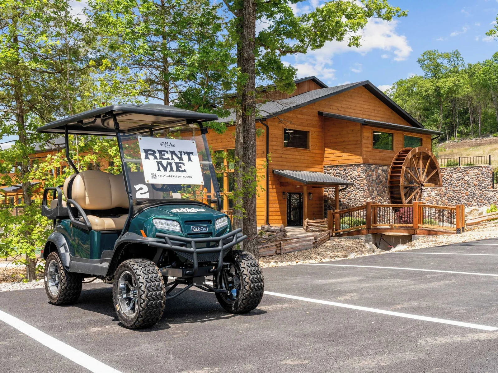 Many families enjoy renting a golf cart for a day to explore Tall Timbers Camp!