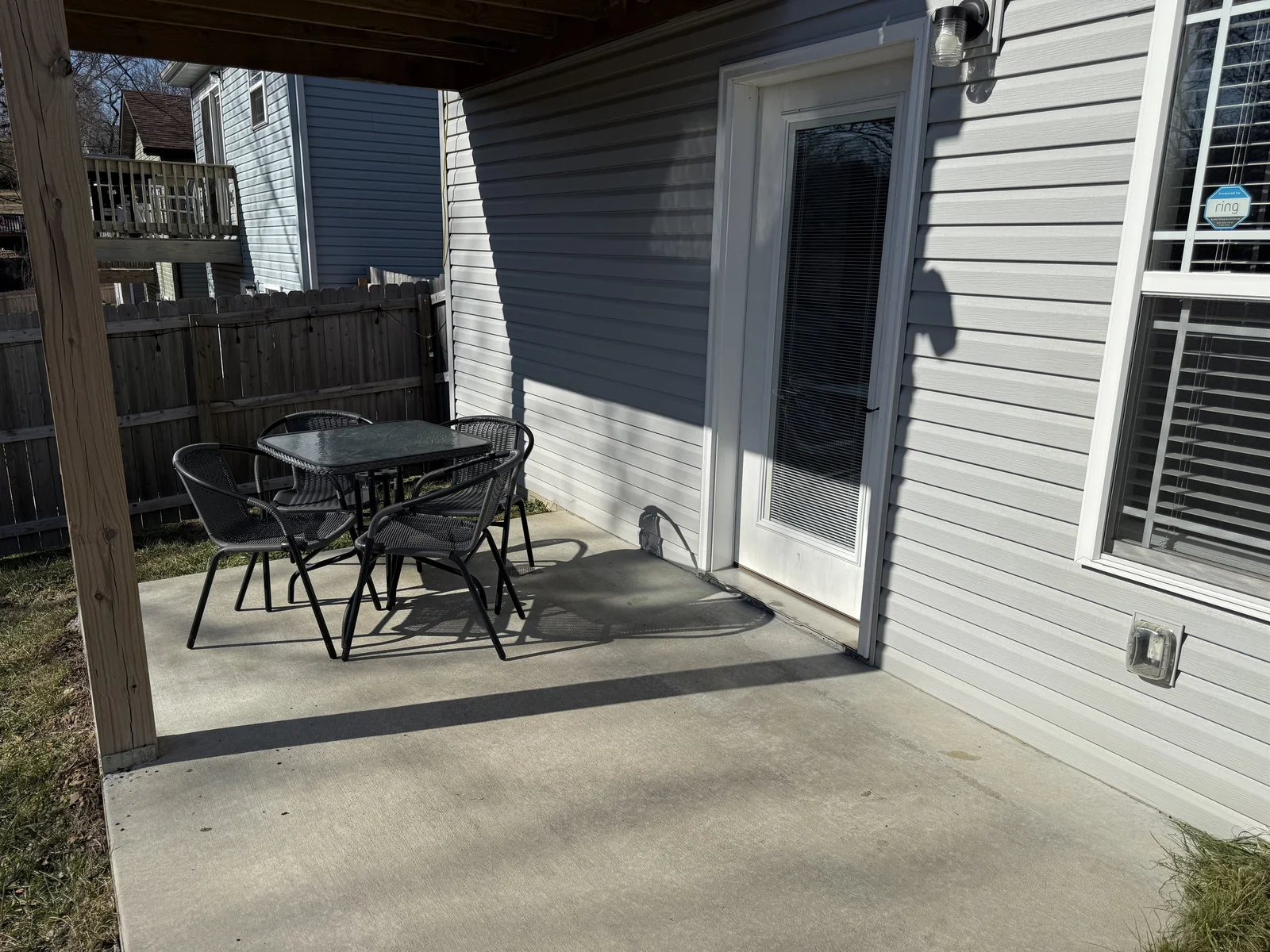Master Bedroom patio with seating to enjoy your morning coffee