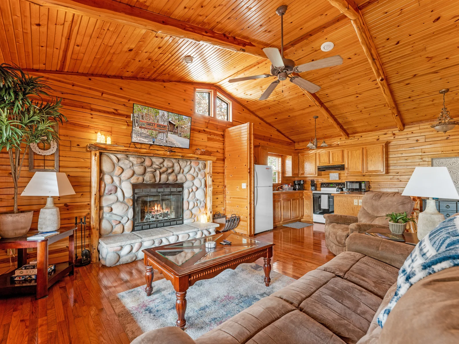 Let the firelight set the mood for romantic evenings