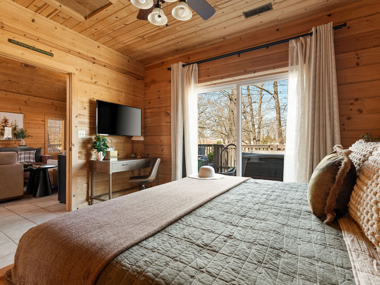 Master suite with private deck access