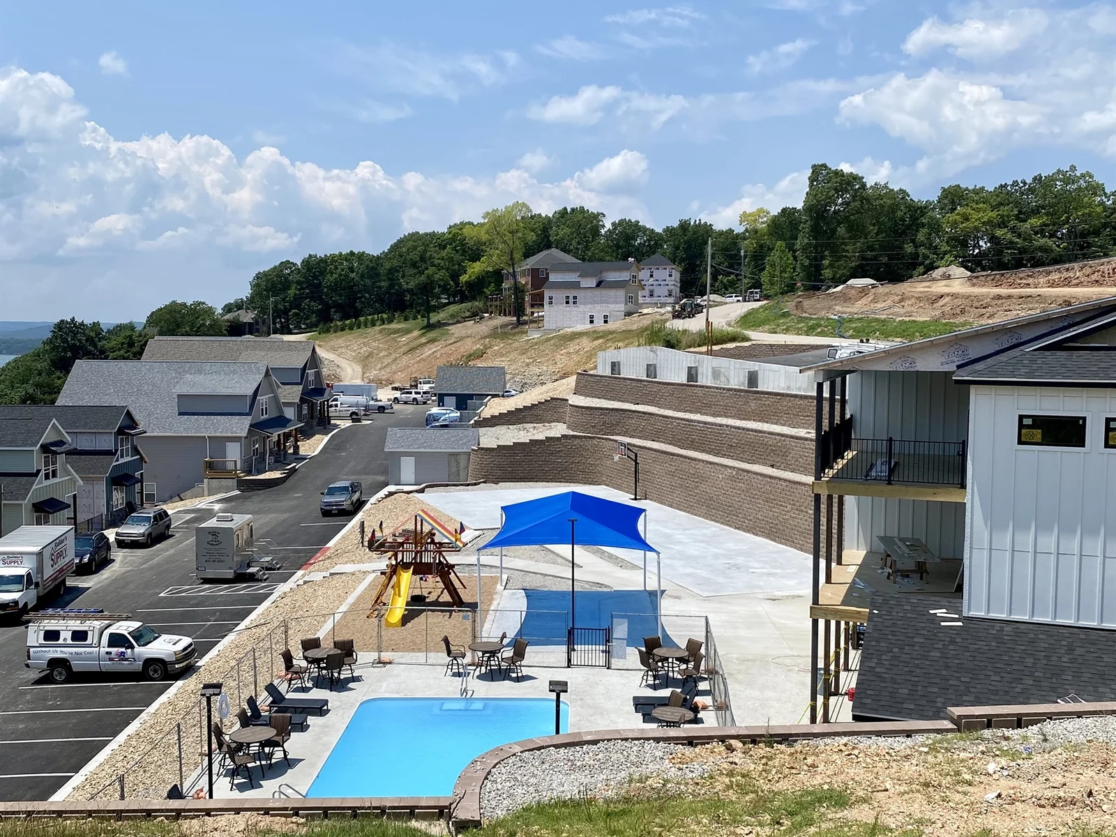 Outdoor pool #2 completed! You can see the home up on the hill in the background.