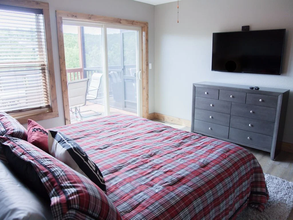 King bed off of the deck